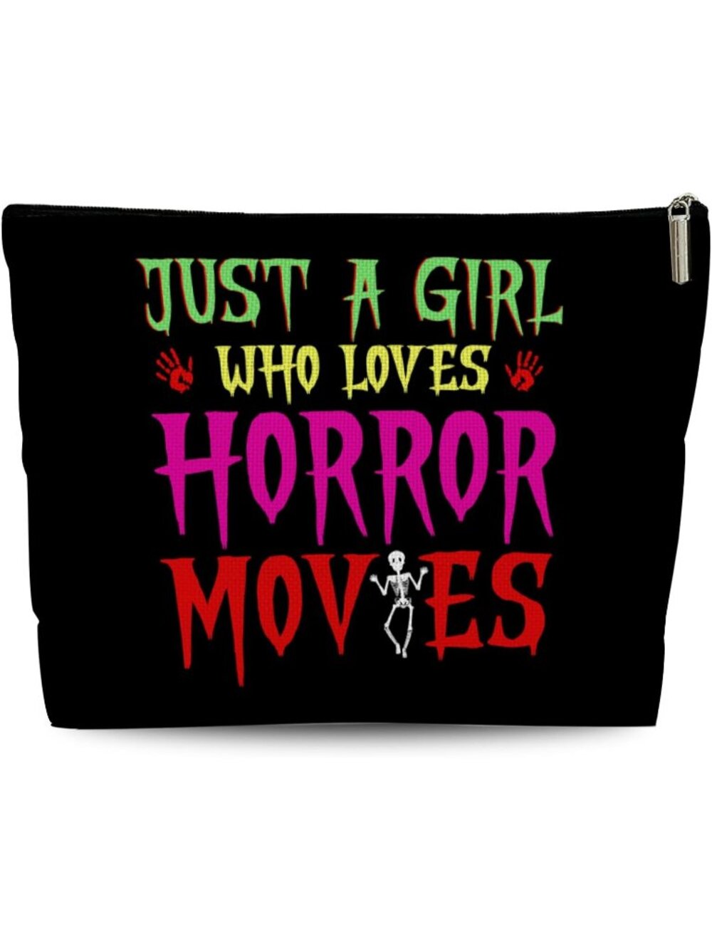 🎃Halloween Black Multicolor Horror Movie Makeup Bag Spooky Cosmetic Pouch